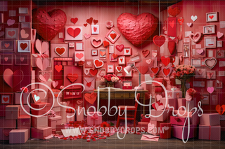 Valentine Mail Room Fabric Backdrop-Fabric Photography Backdrop-Snobby Drops Fabric Backdrops for Photography, Exclusive Designs by Tara Mapes Photography, Enchanted Eye Creations by Tara Mapes, photography backgrounds, photography backdrops, fast shipping, US backdrops, cheap photography backdrops