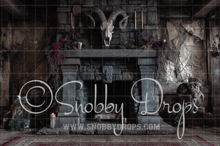 Krampus Fireplace Room Fabric Backdrop