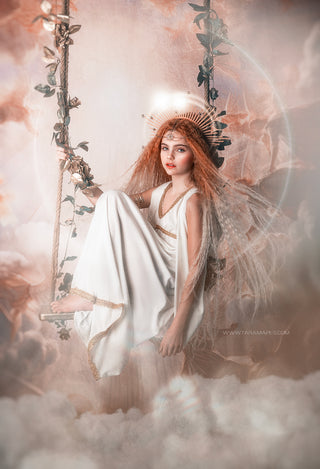 Angels Fresco Renaissance Goddess Fabric Backdrop-Fabric Photography Backdrop-Snobby Drops Fabric Backdrops for Photography, Exclusive Designs by Tara Mapes Photography, Enchanted Eye Creations by Tara Mapes, photography backgrounds, photography backdrops, fast shipping, US backdrops, cheap photography backdrops