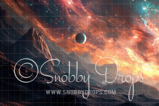 Alien Planet Outer Space Fabric Backdrop-Fabric Photography Backdrop-Snobby Drops Fabric Backdrops for Photography, Exclusive Designs by Tara Mapes Photography, Enchanted Eye Creations by Tara Mapes, photography backgrounds, photography backdrops, fast shipping, US backdrops, cheap photography backdrops