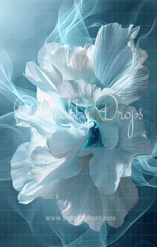 Aquamarine Floral Dance Fine Art Floral Fabric Backdrop Sweep-Fabric Photography Sweep-Snobby Drops Fabric Backdrops for Photography, Exclusive Designs by Tara Mapes Photography, Enchanted Eye Creations by Tara Mapes, photography backgrounds, photography backdrops, fast shipping, US backdrops, cheap photography backdrops