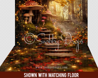 Autumn Fairy Cove Forest Fabric Backdrop-Fabric Photography Backdrop-Snobby Drops Fabric Backdrops for Photography, Exclusive Designs by Tara Mapes Photography, Enchanted Eye Creations by Tara Mapes, photography backgrounds, photography backdrops, fast shipping, US backdrops, cheap photography backdrops