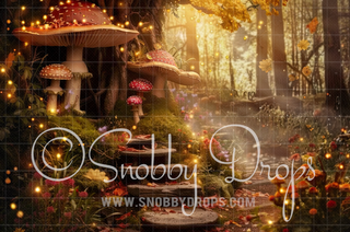 Autumn Fairy Cove Forest Fabric Backdrop-Fabric Photography Backdrop-Snobby Drops Fabric Backdrops for Photography, Exclusive Designs by Tara Mapes Photography, Enchanted Eye Creations by Tara Mapes, photography backgrounds, photography backdrops, fast shipping, US backdrops, cheap photography backdrops