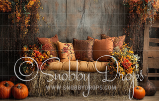 Autumn Hay Couch Fabric Backdrop-Fabric Photography Backdrop-Snobby Drops Fabric Backdrops for Photography, Exclusive Designs by Tara Mapes Photography, Enchanted Eye Creations by Tara Mapes, photography backgrounds, photography backdrops, fast shipping, US backdrops, cheap photography backdrops