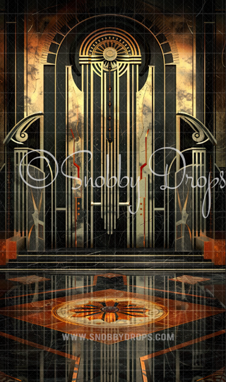 Black and Gold Art Deco Fabric Backdrop Sweep-Fabric Photography Sweep-Snobby Drops Fabric Backdrops for Photography, Exclusive Designs by Tara Mapes Photography, Enchanted Eye Creations by Tara Mapes, photography backgrounds, photography backdrops, fast shipping, US backdrops, cheap photography backdrops