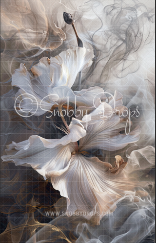 Blue and Beige Floral Dance Fine Art Floral Fabric Backdrop Sweep-Fabric Photography Sweep-Snobby Drops Fabric Backdrops for Photography, Exclusive Designs by Tara Mapes Photography, Enchanted Eye Creations by Tara Mapes, photography backgrounds, photography backdrops, fast shipping, US backdrops, cheap photography backdrops