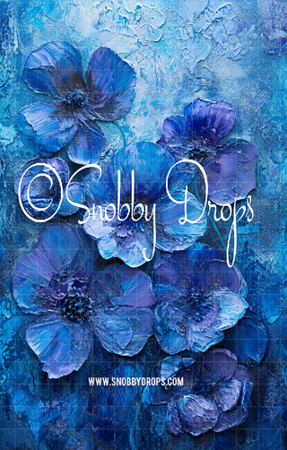 Blue and Purple Flowers Texture Fine Art Floral Fabric Backdrop Sweep-Fabric Photography Sweep-Snobby Drops Fabric Backdrops for Photography, Exclusive Designs by Tara Mapes Photography, Enchanted Eye Creations by Tara Mapes, photography backgrounds, photography backdrops, fast shipping, US backdrops, cheap photography backdrops