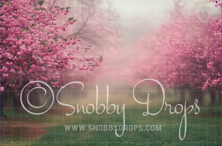 Cherry Blossom Orchard Fabric Backdrop-Fabric Photography Backdrop-Snobby Drops Fabric Backdrops for Photography, Exclusive Designs by Tara Mapes Photography, Enchanted Eye Creations by Tara Mapes, photography backgrounds, photography backdrops, fast shipping, US backdrops, cheap photography backdrops