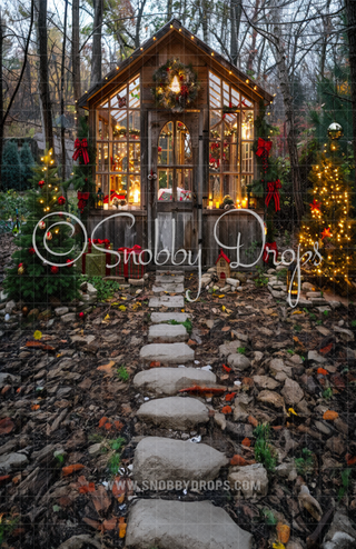 Christmas Greenhouse Fabric Backdrop Sweep-Fabric Photography Sweep-Snobby Drops Fabric Backdrops for Photography, Exclusive Designs by Tara Mapes Photography, Enchanted Eye Creations by Tara Mapes, photography backgrounds, photography backdrops, fast shipping, US backdrops, cheap photography backdrops