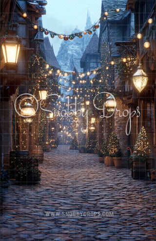Christmas Town in Lights Fabric Backdrop Sweep-Fabric Photography Sweep-Snobby Drops Fabric Backdrops for Photography, Exclusive Designs by Tara Mapes Photography, Enchanted Eye Creations by Tara Mapes, photography backgrounds, photography backdrops, fast shipping, US backdrops, cheap photography backdrops
