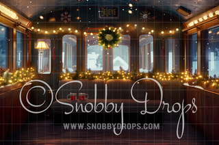 Christmas Train Car Fabric Backdrop-Fabric Photography Backdrop-Snobby Drops Fabric Backdrops for Photography, Exclusive Designs by Tara Mapes Photography, Enchanted Eye Creations by Tara Mapes, photography backgrounds, photography backdrops, fast shipping, US backdrops, cheap photography backdrops