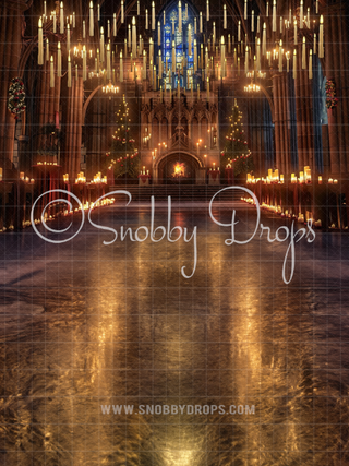 Christmas Wizard Great Hall with Floating Candles Fabric Backdrop Sweep-Fabric Photography Sweep-Snobby Drops Fabric Backdrops for Photography, Exclusive Designs by Tara Mapes Photography, Enchanted Eye Creations by Tara Mapes, photography backgrounds, photography backdrops, fast shipping, US backdrops, cheap photography backdrops