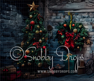 Christmas Wizard Room 3 Piece Room Set-Photography Backdrop 3P Room Set-Snobby Drops Fabric Backdrops for Photography, Exclusive Designs by Tara Mapes Photography, Enchanted Eye Creations by Tara Mapes, photography backgrounds, photography backdrops, fast shipping, US backdrops, cheap photography backdrops
