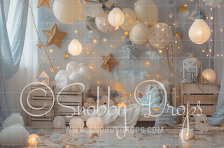 Clouds and Stars Fabric Photography Backdrop-Fabric Photography Backdrop-Snobby Drops Fabric Backdrops for Photography, Exclusive Designs by Tara Mapes Photography, Enchanted Eye Creations by Tara Mapes, photography backgrounds, photography backdrops, fast shipping, US backdrops, cheap photography backdrops