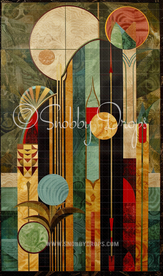 Colorful Art Deco Fabric Backdrop Sweep-Fabric Photography Sweep-Snobby Drops Fabric Backdrops for Photography, Exclusive Designs by Tara Mapes Photography, Enchanted Eye Creations by Tara Mapes, photography backgrounds, photography backdrops, fast shipping, US backdrops, cheap photography backdrops