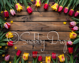 Colorful Easter Tulips Fabric Wee Drop-Fabric Photography Backdrop-Snobby Drops Fabric Backdrops for Photography, Exclusive Designs by Tara Mapes Photography, Enchanted Eye Creations by Tara Mapes, photography backgrounds, photography backdrops, fast shipping, US backdrops, cheap photography backdrops