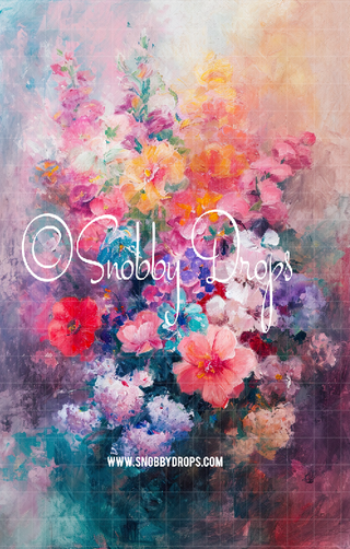 Colorful Flowers Texture Fine Art Floral Fabric Backdrop Sweep-Fabric Photography Sweep-Snobby Drops Fabric Backdrops for Photography, Exclusive Designs by Tara Mapes Photography, Enchanted Eye Creations by Tara Mapes, photography backgrounds, photography backdrops, fast shipping, US backdrops, cheap photography backdrops