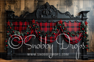 Cozy Christmas Plaid Headboard and Window 3 Piece Room Set-Photography Backdrop 3P Room Set-Snobby Drops Fabric Backdrops for Photography, Exclusive Designs by Tara Mapes Photography, Enchanted Eye Creations by Tara Mapes, photography backgrounds, photography backdrops, fast shipping, US backdrops, cheap photography backdrops