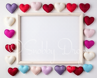 Felted Heart Frame Valentine Fabric Wee Drop-Fabric Photography Backdrop-Snobby Drops Fabric Backdrops for Photography, Exclusive Designs by Tara Mapes Photography, Enchanted Eye Creations by Tara Mapes, photography backgrounds, photography backdrops, fast shipping, US backdrops, cheap photography backdrops