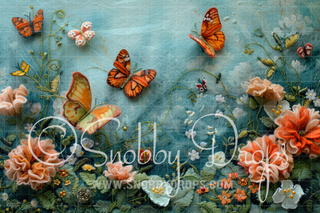 Feltsy Butterfly Garden Felted Style Fabric Backdrop-Fabric Photography Backdrop-Snobby Drops Fabric Backdrops for Photography, Exclusive Designs by Tara Mapes Photography, Enchanted Eye Creations by Tara Mapes, photography backgrounds, photography backdrops, fast shipping, US backdrops, cheap photography backdrops