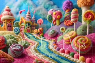Feltsy Candyland Road Felted Style Fabric Backdrop-Fabric Photography Backdrop-Snobby Drops Fabric Backdrops for Photography, Exclusive Designs by Tara Mapes Photography, Enchanted Eye Creations by Tara Mapes, photography backgrounds, photography backdrops, fast shipping, US backdrops, cheap photography backdrops