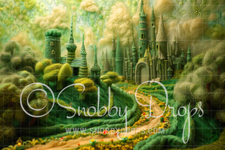 Feltsy Emerald City Oz Felted Style Fabric Backdrop-Fabric Photography Backdrop-Snobby Drops Fabric Backdrops for Photography, Exclusive Designs by Tara Mapes Photography, Enchanted Eye Creations by Tara Mapes, photography backgrounds, photography backdrops, fast shipping, US backdrops, cheap photography backdrops