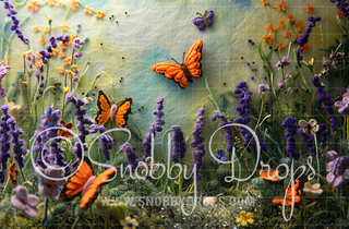 Feltsy Flowers and Butterflies Felted Style Fabric Backdrop-Fabric Photography Backdrop-Snobby Drops Fabric Backdrops for Photography, Exclusive Designs by Tara Mapes Photography, Enchanted Eye Creations by Tara Mapes, photography backgrounds, photography backdrops, fast shipping, US backdrops, cheap photography backdrops