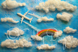 Feltsy Flying Airplane Felted Style Fabric Backdrop-Fabric Photography Backdrop-Snobby Drops Fabric Backdrops for Photography, Exclusive Designs by Tara Mapes Photography, Enchanted Eye Creations by Tara Mapes, photography backgrounds, photography backdrops, fast shipping, US backdrops, cheap photography backdrops