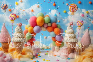 Feltsy Ice Cream Candy Arch Felted Style Fabric Backdrop-Fabric Photography Backdrop-Snobby Drops Fabric Backdrops for Photography, Exclusive Designs by Tara Mapes Photography, Enchanted Eye Creations by Tara Mapes, photography backgrounds, photography backdrops, fast shipping, US backdrops, cheap photography backdrops