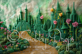 Feltsy Oz Emerald City Felted Style Fabric Backdrop-Fabric Photography Backdrop-Snobby Drops Fabric Backdrops for Photography, Exclusive Designs by Tara Mapes Photography, Enchanted Eye Creations by Tara Mapes, photography backgrounds, photography backdrops, fast shipping, US backdrops, cheap photography backdrops