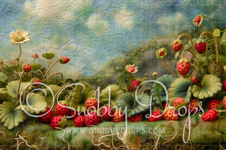 Feltsy Strawberries Field Felted Style Fabric Backdrop-Fabric Photography Backdrop-Snobby Drops Fabric Backdrops for Photography, Exclusive Designs by Tara Mapes Photography, Enchanted Eye Creations by Tara Mapes, photography backgrounds, photography backdrops, fast shipping, US backdrops, cheap photography backdrops