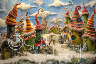Feltsy Whimsyville Felted Style Fabric Backdrop-Fabric Photography Backdrop-Snobby Drops Fabric Backdrops for Photography, Exclusive Designs by Tara Mapes Photography, Enchanted Eye Creations by Tara Mapes, photography backgrounds, photography backdrops, fast shipping, US backdrops, cheap photography backdrops