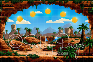Floating Gold Coins Tropical Video Game Fabric Backdrop-Fabric Photography Backdrop-Snobby Drops Fabric Backdrops for Photography, Exclusive Designs by Tara Mapes Photography, Enchanted Eye Creations by Tara Mapes, photography backgrounds, photography backdrops, fast shipping, US backdrops, cheap photography backdrops