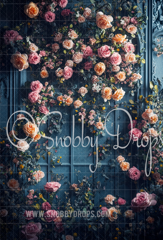 Floral Wall Studio Portrait Fabric Backdrop-Portrait Fabric Photography Backdrop-Snobby Drops Fabric Backdrops for Photography, Exclusive Designs by Tara Mapes Photography, Enchanted Eye Creations by Tara Mapes, photography backgrounds, photography backdrops, fast shipping, US backdrops, cheap photography backdrops