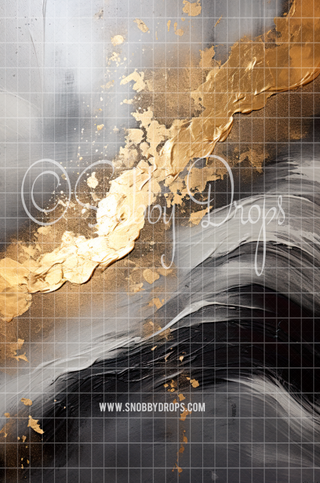 Gold and Black Painterly Texture Fine Art Fabric Backdrop Sweep-Fabric Photography Sweep-Snobby Drops Fabric Backdrops for Photography, Exclusive Designs by Tara Mapes Photography, Enchanted Eye Creations by Tara Mapes, photography backgrounds, photography backdrops, fast shipping, US backdrops, cheap photography backdrops