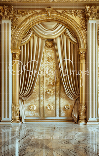 Gold Arch Curtains Backdrop Sweep-Fabric Photography Sweep-Snobby Drops Fabric Backdrops for Photography, Exclusive Designs by Tara Mapes Photography, Enchanted Eye Creations by Tara Mapes, photography backgrounds, photography backdrops, fast shipping, US backdrops, cheap photography backdrops