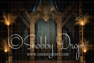 Gold Black Curtains Art Deco Room Fabric Backdrop-Fabric Photography Backdrop-Snobby Drops Fabric Backdrops for Photography, Exclusive Designs by Tara Mapes Photography, Enchanted Eye Creations by Tara Mapes, photography backgrounds, photography backdrops, fast shipping, US backdrops, cheap photography backdrops