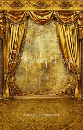 Gold Room Backdrop Sweep-Fabric Photography Sweep-Snobby Drops Fabric Backdrops for Photography, Exclusive Designs by Tara Mapes Photography, Enchanted Eye Creations by Tara Mapes, photography backgrounds, photography backdrops, fast shipping, US backdrops, cheap photography backdrops