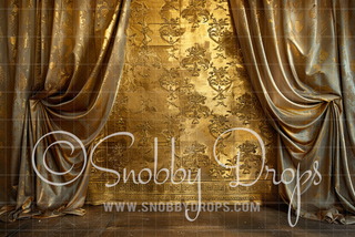 Golden Gilded Wall Fabric Backdrop-Fabric Photography Backdrop-Snobby Drops Fabric Backdrops for Photography, Exclusive Designs by Tara Mapes Photography, Enchanted Eye Creations by Tara Mapes, photography backgrounds, photography backdrops, fast shipping, US backdrops, cheap photography backdrops