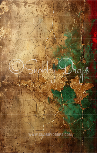 Green Red and Gold Foil Painterly Fine Art Fabric Backdrop Sweep-Fabric Photography Sweep-Snobby Drops Fabric Backdrops for Photography, Exclusive Designs by Tara Mapes Photography, Enchanted Eye Creations by Tara Mapes, photography backgrounds, photography backdrops, fast shipping, US backdrops, cheap photography backdrops