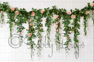 Hanging Ivy and Flowers Newborn Fabric Backdrop-Fabric Photography Backdrop-Snobby Drops Fabric Backdrops for Photography, Exclusive Designs by Tara Mapes Photography, Enchanted Eye Creations by Tara Mapes, photography backgrounds, photography backdrops, fast shipping, US backdrops, cheap photography backdrops