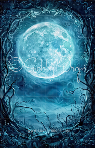 Haunted Moon Halloween Fabric Backdrop Sweep-Fabric Photography Sweep-Snobby Drops Fabric Backdrops for Photography, Exclusive Designs by Tara Mapes Photography, Enchanted Eye Creations by Tara Mapes, photography backgrounds, photography backdrops, fast shipping, US backdrops, cheap photography backdrops