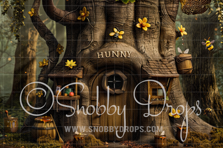 Hunny Bee Tree House Fabric Backdrop-Fabric Photography Backdrop-Snobby Drops Fabric Backdrops for Photography, Exclusive Designs by Tara Mapes Photography, Enchanted Eye Creations by Tara Mapes, photography backgrounds, photography backdrops, fast shipping, US backdrops, cheap photography backdrops