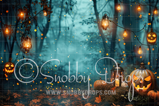 Jack o Lantern Forest Fabric Backdrop-Fabric Photography Backdrop-Snobby Drops Fabric Backdrops for Photography, Exclusive Designs by Tara Mapes Photography, Enchanted Eye Creations by Tara Mapes, photography backgrounds, photography backdrops, fast shipping, US backdrops, cheap photography backdrops