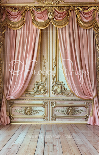 Luxurious Gold and Pink Room Backdrop Sweep-Fabric Photography Sweep-Snobby Drops Fabric Backdrops for Photography, Exclusive Designs by Tara Mapes Photography, Enchanted Eye Creations by Tara Mapes, photography backgrounds, photography backdrops, fast shipping, US backdrops, cheap photography backdrops
