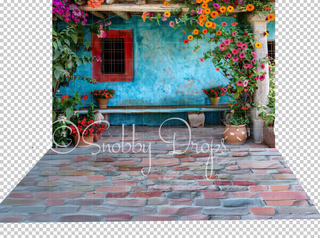 Mexican Home Brick Texture Fabric or Rubber Backed Floor-Floor-Snobby Drops Fabric Backdrops for Photography, Exclusive Designs by Tara Mapes Photography, Enchanted Eye Creations by Tara Mapes, photography backgrounds, photography backdrops, fast shipping, US backdrops, cheap photography backdrops
