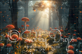 Mushroom Forest Fabric Backdrop-Fabric Photography Backdrop-Snobby Drops Fabric Backdrops for Photography, Exclusive Designs by Tara Mapes Photography, Enchanted Eye Creations by Tara Mapes, photography backgrounds, photography backdrops, fast shipping, US backdrops, cheap photography backdrops