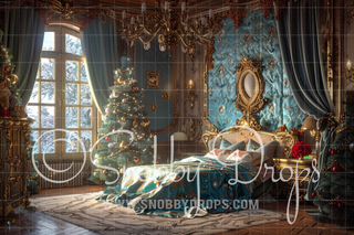 Nutcracker Bedroom Fabric Backdrop-Fabric Photography Backdrop-Snobby Drops Fabric Backdrops for Photography, Exclusive Designs by Tara Mapes Photography, Enchanted Eye Creations by Tara Mapes, photography backgrounds, photography backdrops, fast shipping, US backdrops, cheap photography backdrops