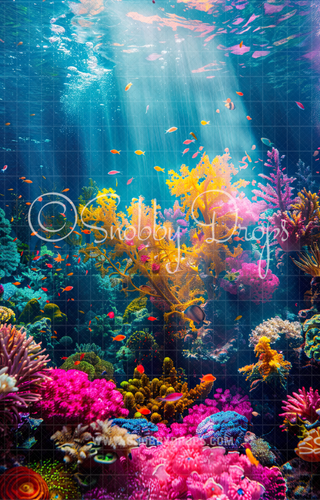 Ocean Mermaid Backdrop Sweep-Fabric Photography Sweep-Snobby Drops Fabric Backdrops for Photography, Exclusive Designs by Tara Mapes Photography, Enchanted Eye Creations by Tara Mapes, photography backgrounds, photography backdrops, fast shipping, US backdrops, cheap photography backdrops