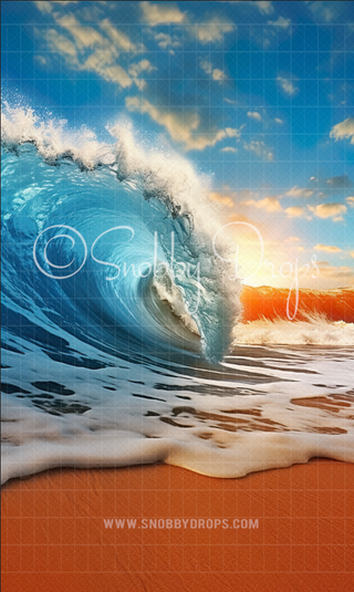 Ocean Wave on Beach Fabric Backdrop Sweep-Fabric Photography Sweep-Snobby Drops Fabric Backdrops for Photography, Exclusive Designs by Tara Mapes Photography, Enchanted Eye Creations by Tara Mapes, photography backgrounds, photography backdrops, fast shipping, US backdrops, cheap photography backdrops